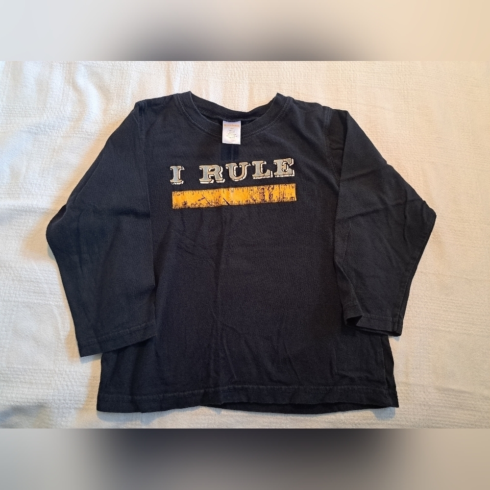 Gymboree Outlet boys size 4T long sleeve school line black ruler shirt VGUC